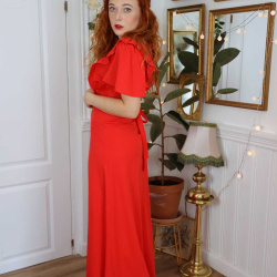 Stunning Red 70's Maxi Dress | XS