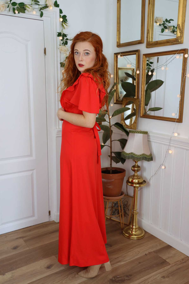 Stunning Red 70's Maxi Dress | XS