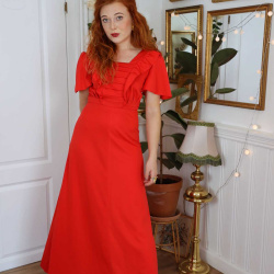 Stunning Red 70's Maxi Dress | XS