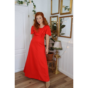 Stunning Red 70's Maxi Dress | XS