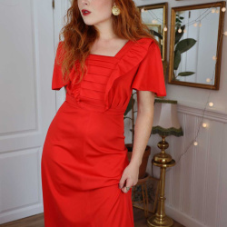 Stunning Red 70's Maxi Dress | XS