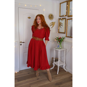Bright Red Cottagecore Vintage Dress | XL/XXL