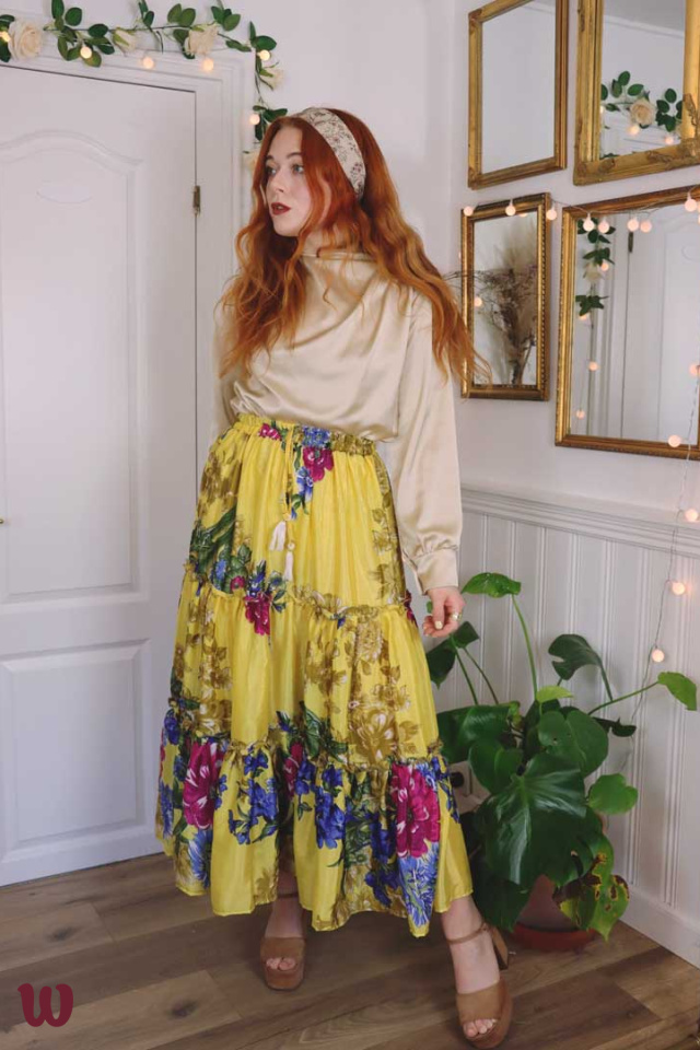 Bright Yellow Floral Recycled Esilda Skirt | XS/S