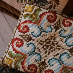 Brown, Blue &amp; Red Pattern Retro Pillow