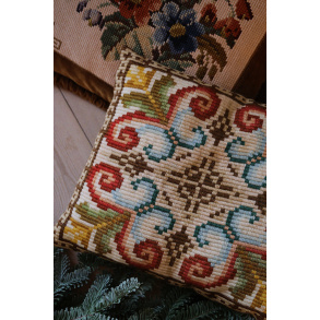 Brown, Blue & Red Pattern Retro Pillow