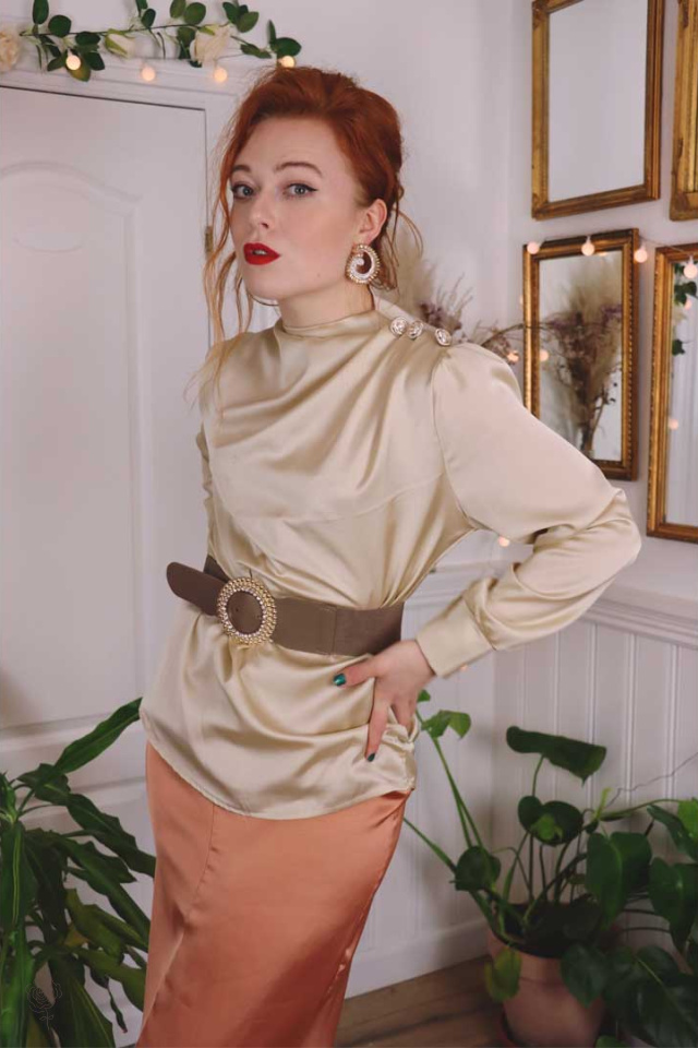 Brown Diamond Buckle Waist Belt 