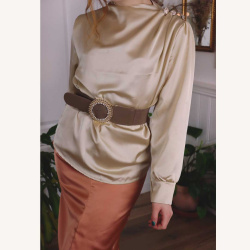 Brown Diamond Buckle Waist Belt 