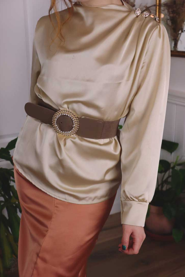 Brown Diamond Buckle Waist Belt 