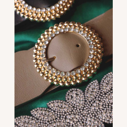 Brown Diamond Buckle Waist Belt 