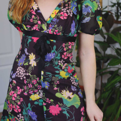 Brown Floral 70's Maxi Dress | S