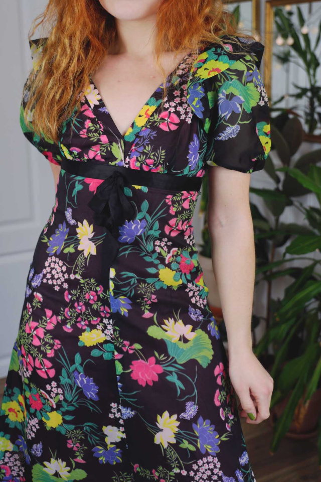 Brown Floral 70's Maxi Dress | S