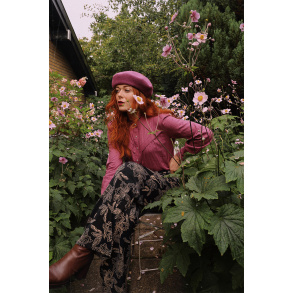 Brown Floral Black Trousers