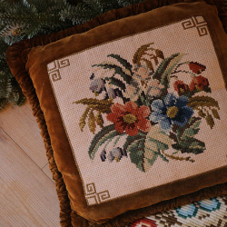 Stunning Brown Floral Velvet Retro Pillow