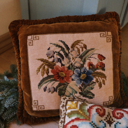 Stunning Brown Floral Velvet Retro Pillow