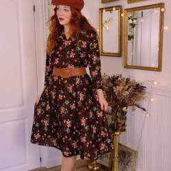 Brown Floral 70 s Dress XL Catalog Bohemian Wonders