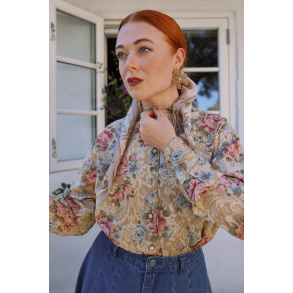 Brown Floral Vintage Blouse | M/L