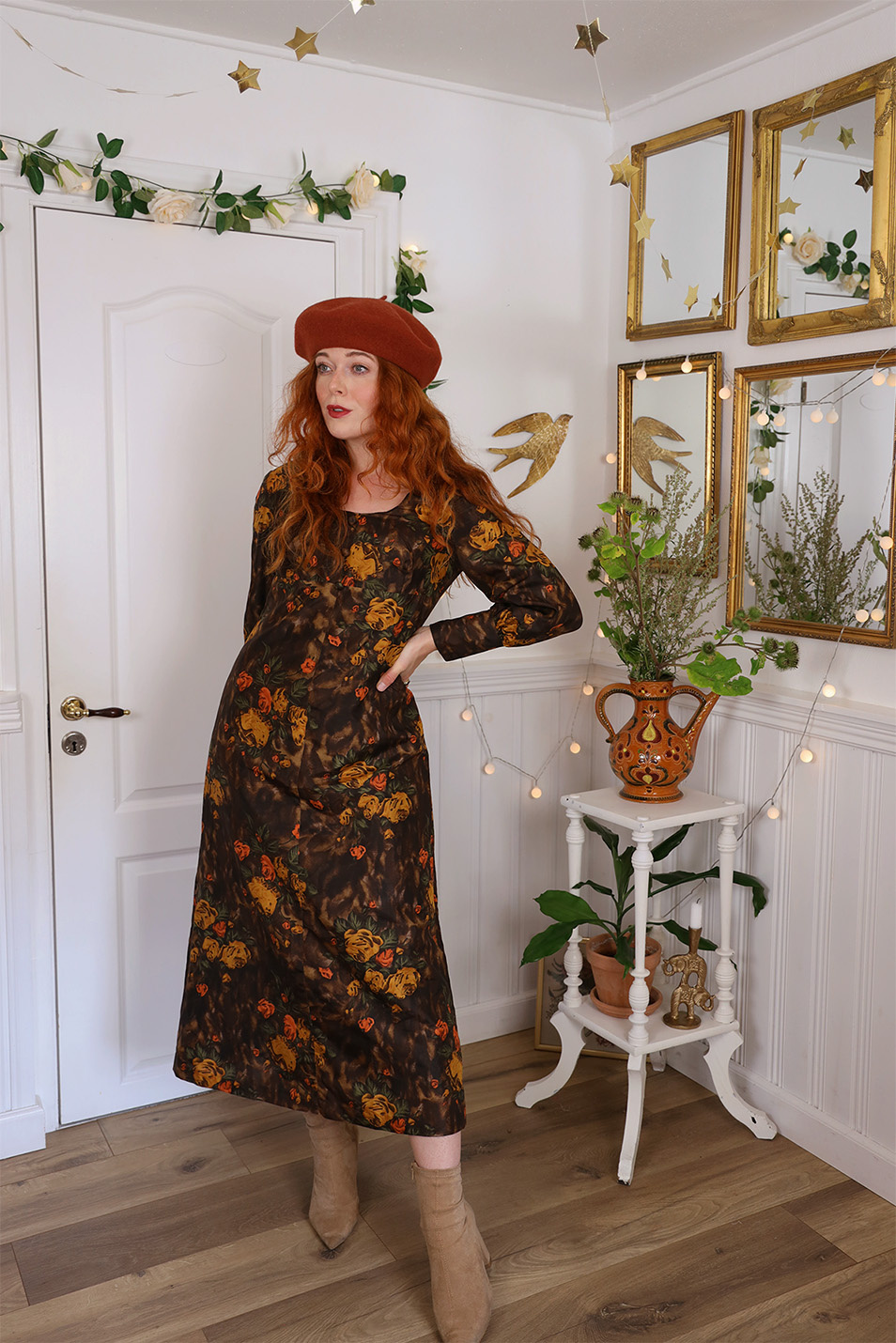 slim fit dress slacks Golden Brown Embroidered Party Dress for Girls main image 1
