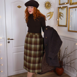 Burgundy &amp; Green Plaid Vintage Skirt | L