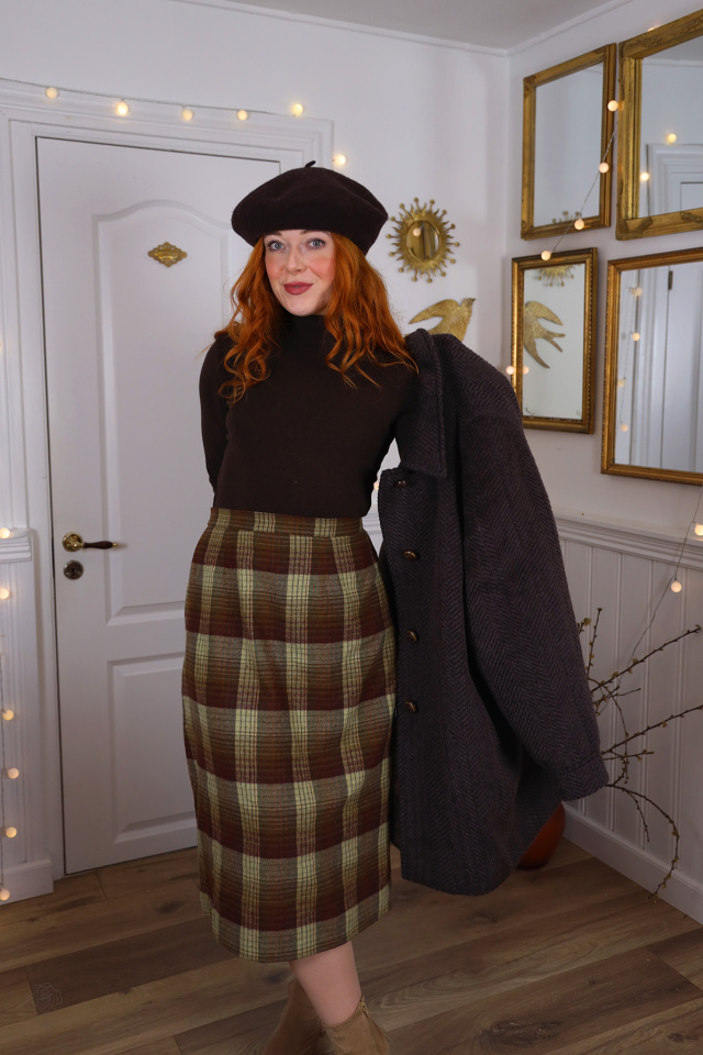 Burgundy &amp; Green Plaid Vintage Skirt | L