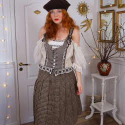 Brown Houndstooth Vintage Wool Skirt | S