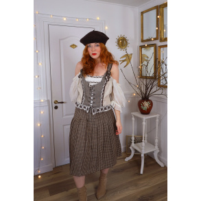 Brown Houndstooth Vintage Wool Skirt | S