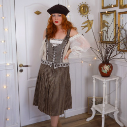 Brown Houndstooth Vintage Wool Skirt | S