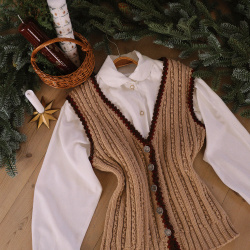 Brown Knitted Vintage Waistcoat | M