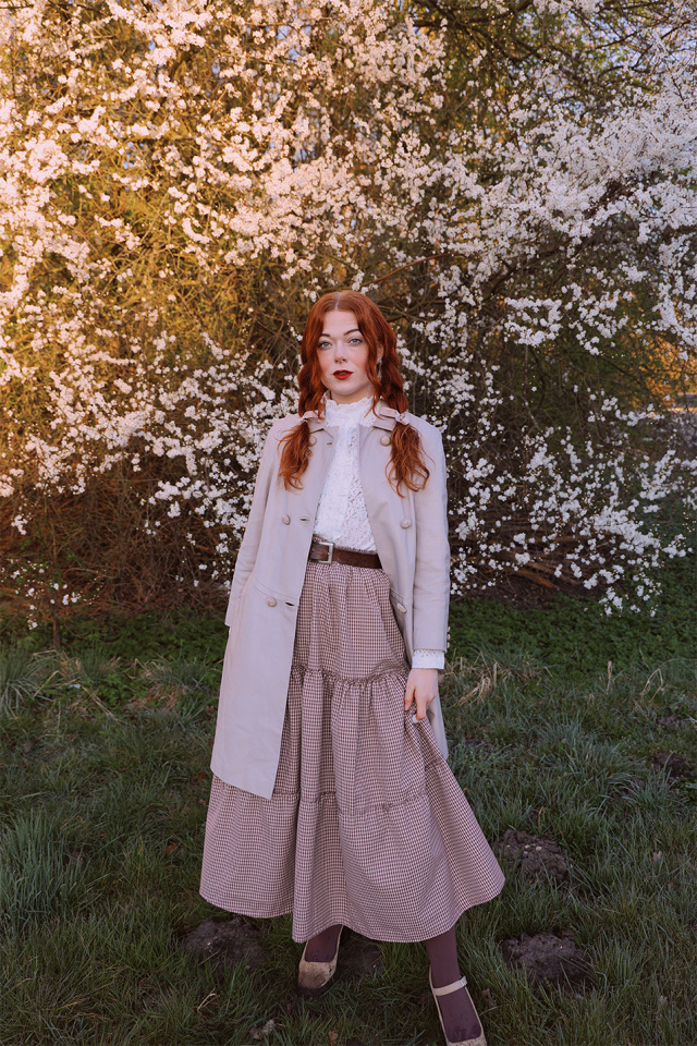 Brown Mellow Gingham Maxi Skirt 