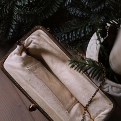 Brown Floral Vintage Needlepoint Purse 