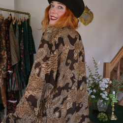 Brown Paisley Sheer Vintage Blouse | L/XL