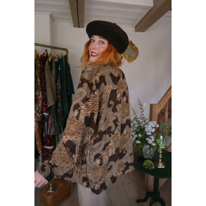 Brown Paisley Sheer Vintage Blouse | L/XL