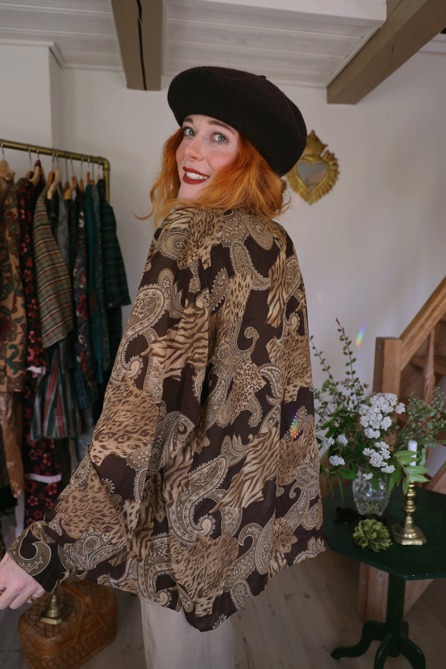 Brown Paisley Sheer Vintage Blouse | L/XL
