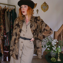 Brown Paisley Sheer Vintage Blouse | L/XL