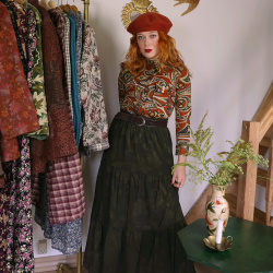 Brown Paisley Vintage Blouse | S