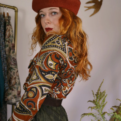 Brown Paisley Vintage Blouse | S