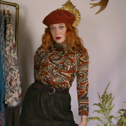 Brown Paisley Vintage Blouse | S