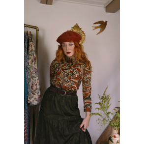 Brown Paisley Vintage Blouse | S