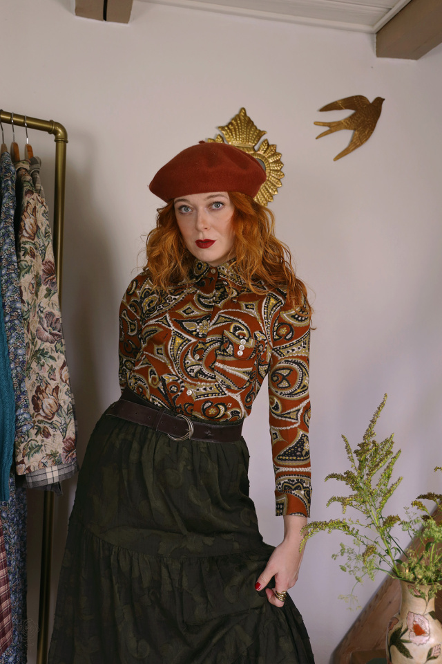 Brown Paisley Vintage Blouse | S
