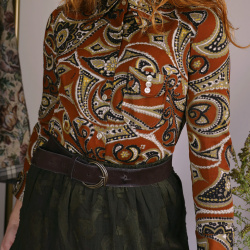 Brown Paisley Vintage Blouse | S