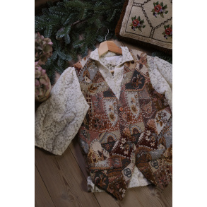 Brown Pattern Tapestry Vintage Waistcoat | M