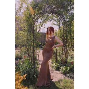 Brown Pearl Mermaid Dress