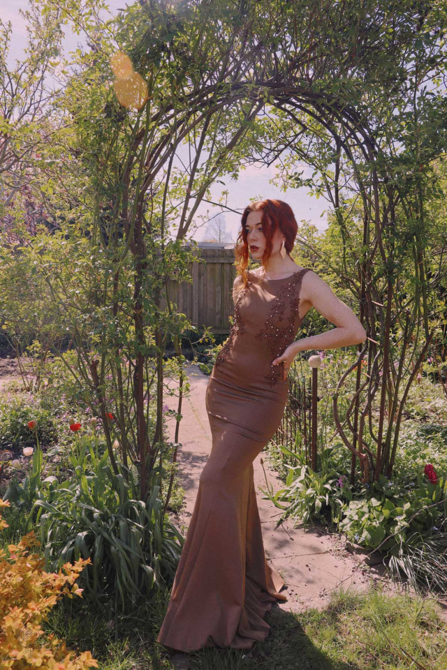 Brown Pearl Mermaid Dress