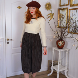 Stunning Brown Plaid Fluffy Vintage Dress | XS