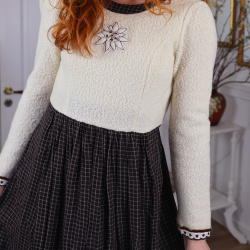 Stunning Brown Plaid Fluffy Vintage Dress | XS