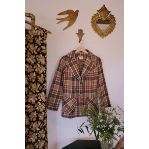 Brown Plaid Wool Vintage Jacket | S