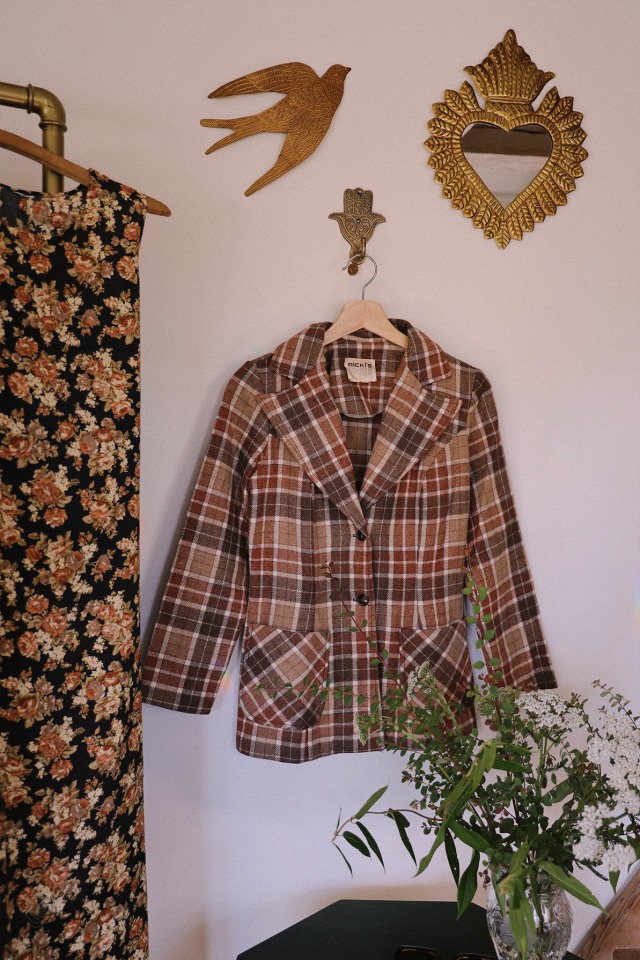 Brown Plaid Wool Vintage Jacket | S