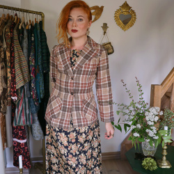 Brown Plaid Wool Vintage Jacket | S