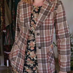Brown Plaid Wool Vintage Jacket | S