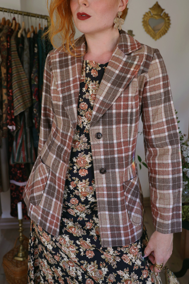 Brown Plaid Wool Vintage Jacket | S
