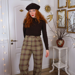 Brown Plaid Wool Trousers | S